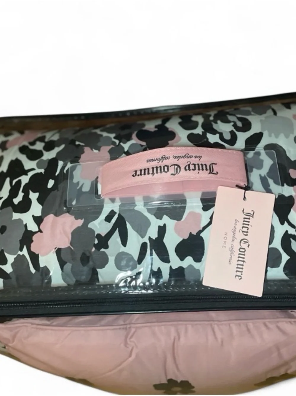Juicy Couture 4-Piece Queen Printed Bed Set - Black Pink Floral Camo Comforter